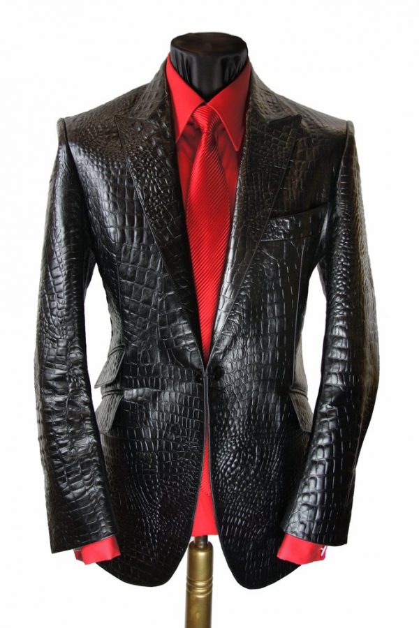 Embossed Croc Leather Jacket Sir Tom Baker
