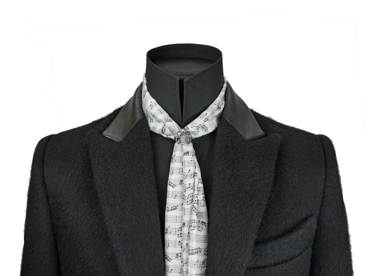 Black Fine Paisley Cravat Ring and Scarf Set Sir Tom Baker