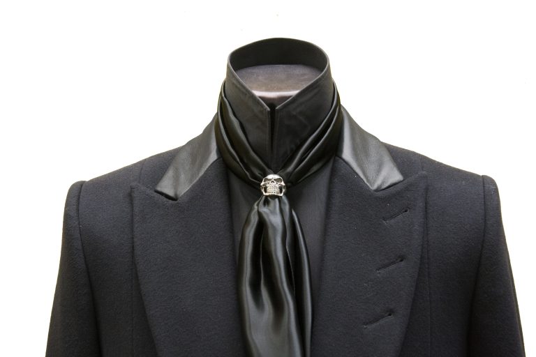 Black Fine Paisley Cravat Ring and Scarf Set Sir Tom Baker