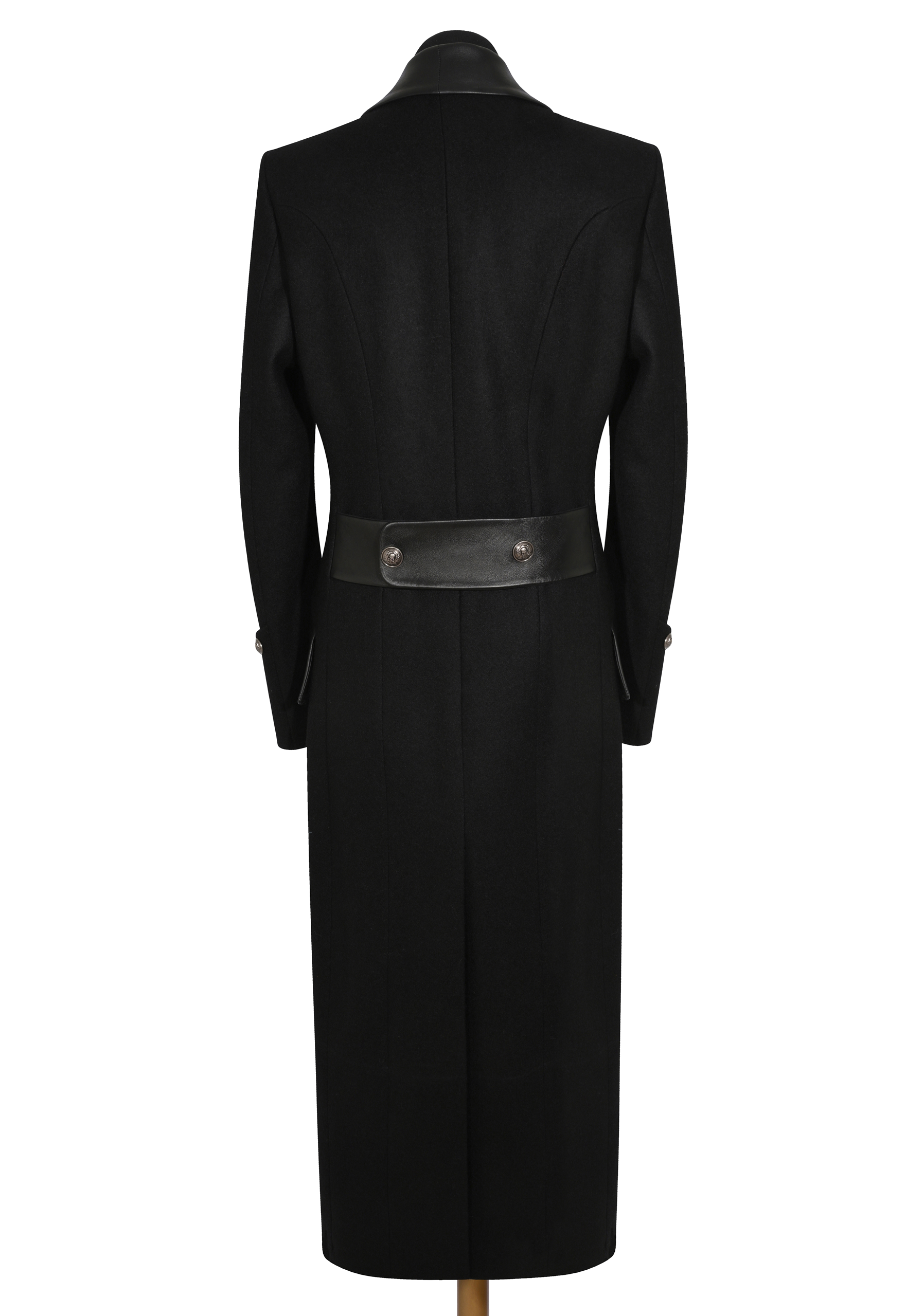 Leather Shawl Lapel Long Coat - Image 2